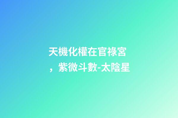 天機化權在官祿宮，紫微斗數-太陰星